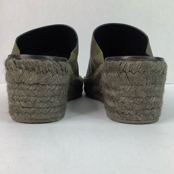 Rag & Bone Viv Espadrille Safari Khaki Micro Croco Leather Mule Sandals Sz 8/38 - Picture 4 of 11